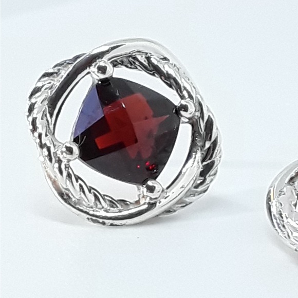 David Yurman Jewelry - David Yurman sterling silver red garnet infinity earrings